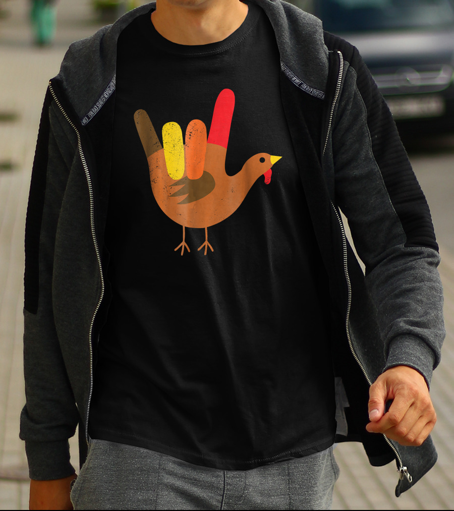 American Sign Language I Love You Thanksgiving Turkey T-Shirt
