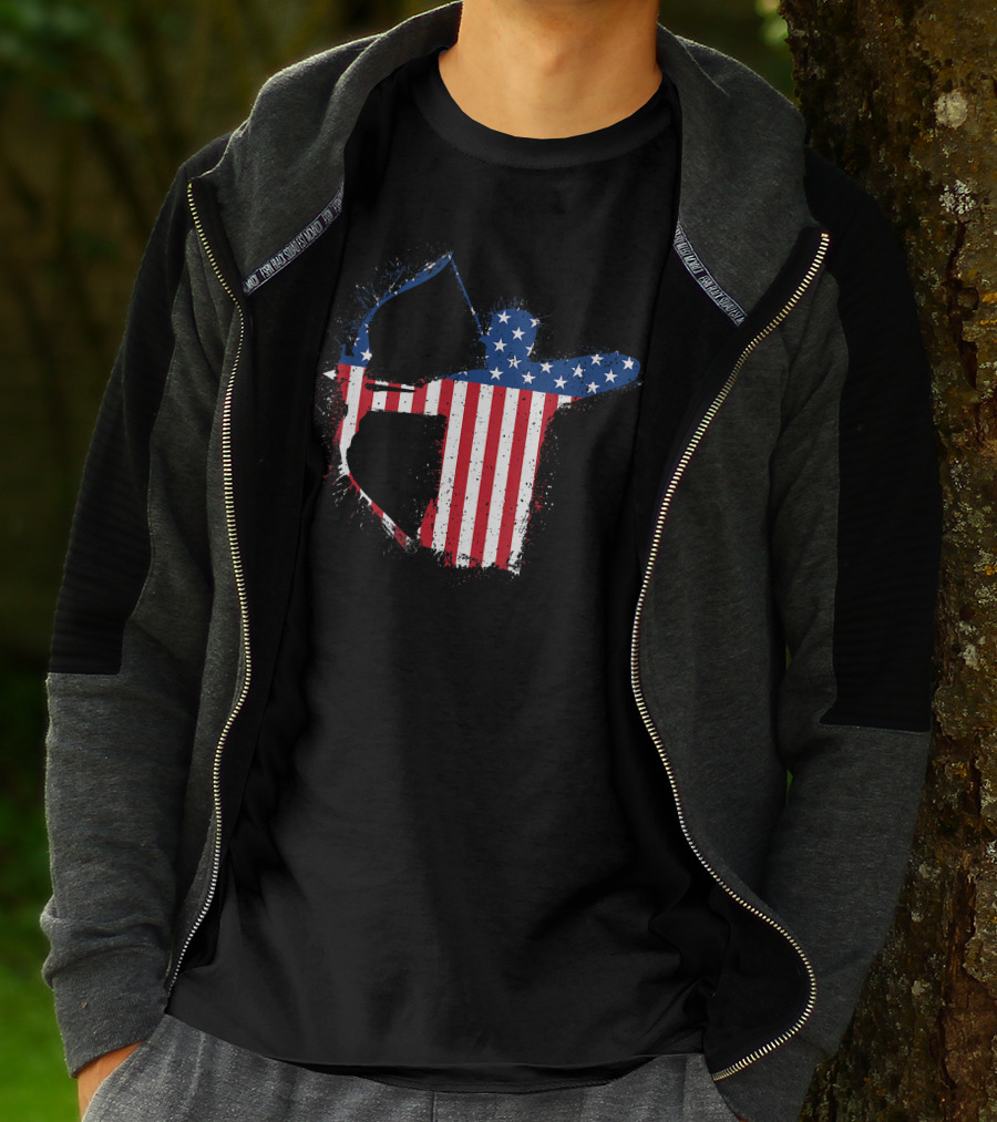 Archery Archer Bow Arrow American Flag T-Shirt