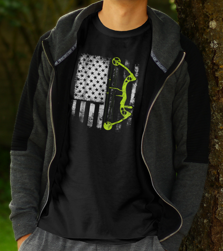 USA Flag Archery Compound Bow T-Shirt
