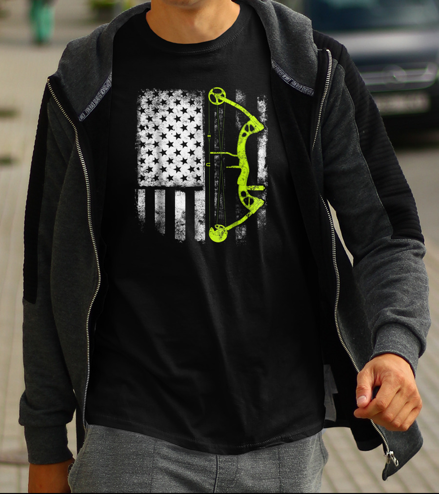 USA Flag Archery Compound Bow T-Shirt