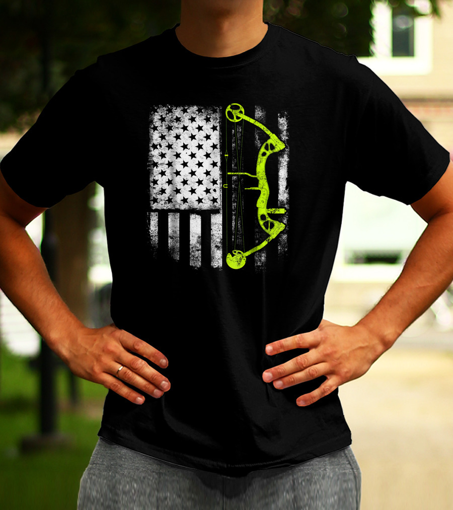 USA Flag Archery Compound Bow T-Shirt