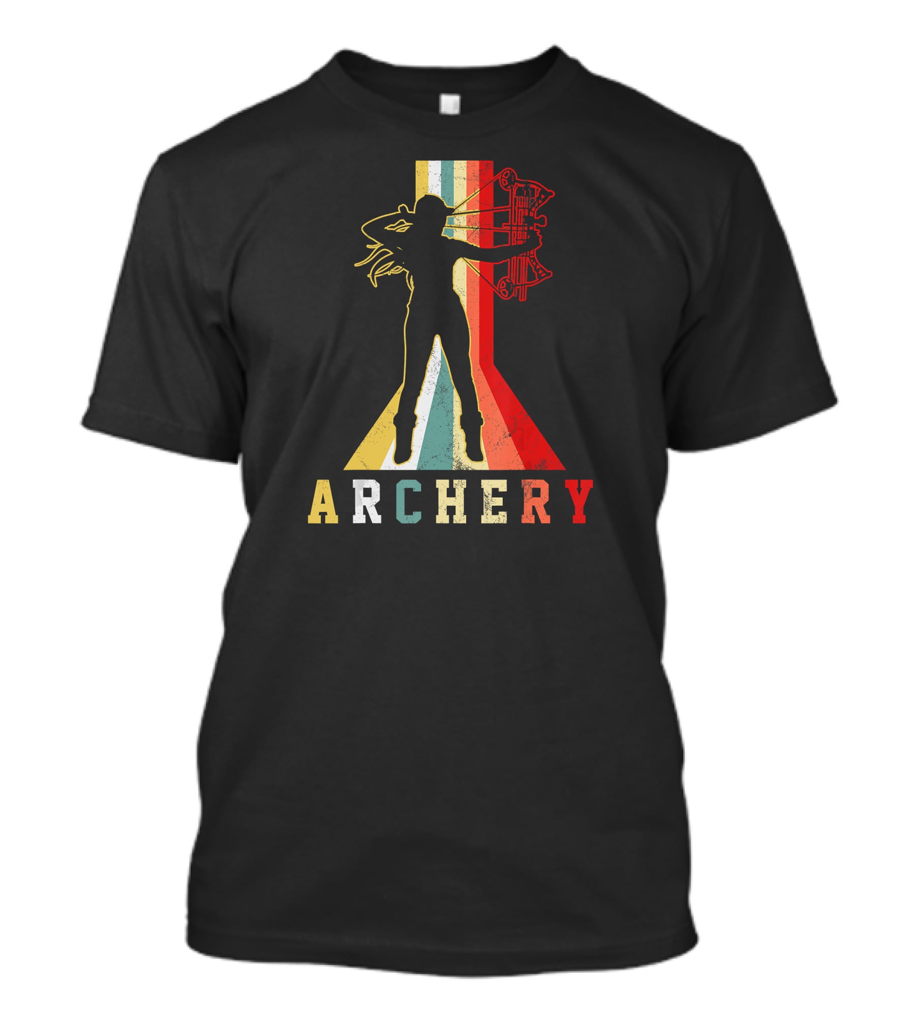 Archery Girl Silhouette With Bow Retro ABow Hunting T-Shirt