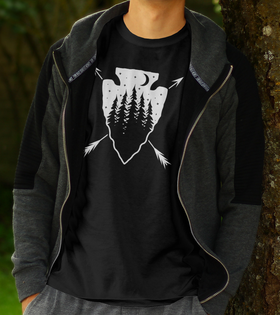 Arrowhead Pine Forest Under Moonlit Starry Sky T-Shirt