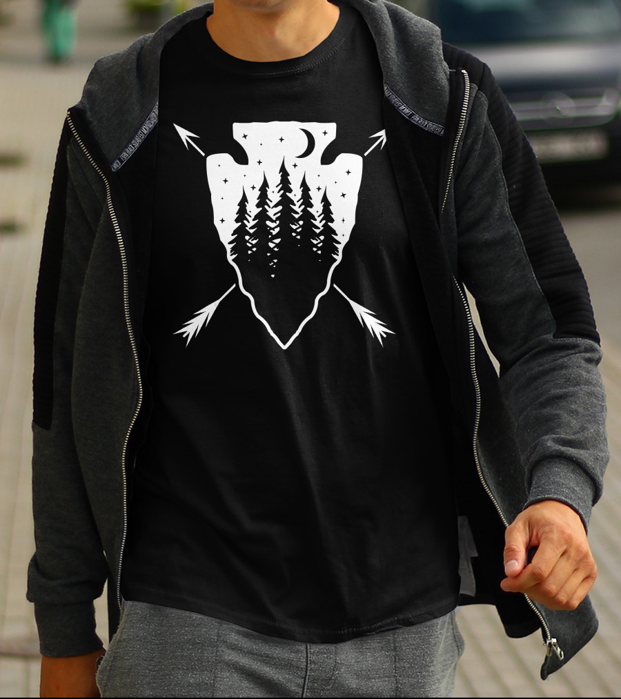 Arrowhead Pine Forest Under Moonlit Starry Sky T-Shirt