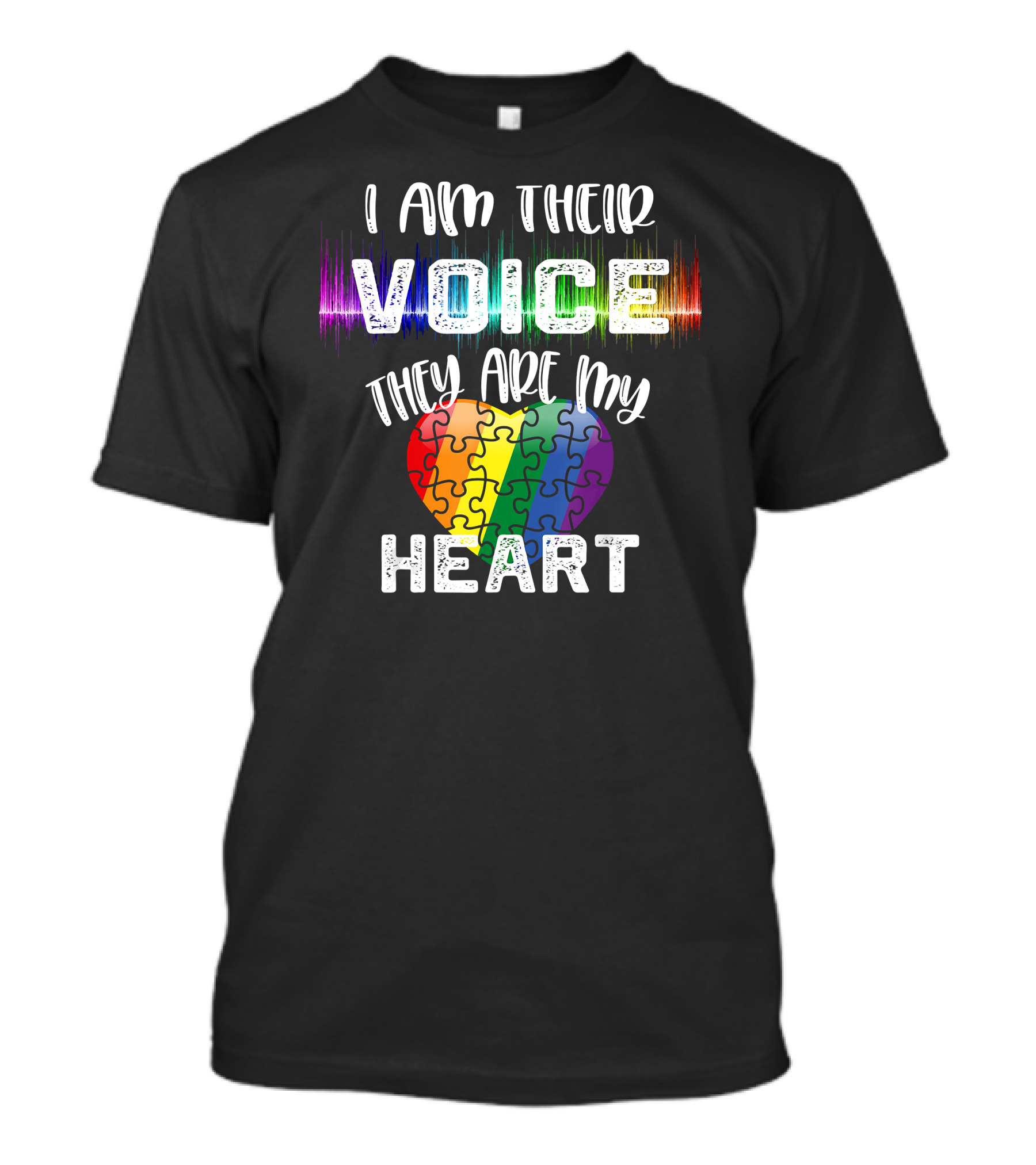 I Am Their Voice They Are My Heart Autism Teacher Puzzle Heart T-Shirt