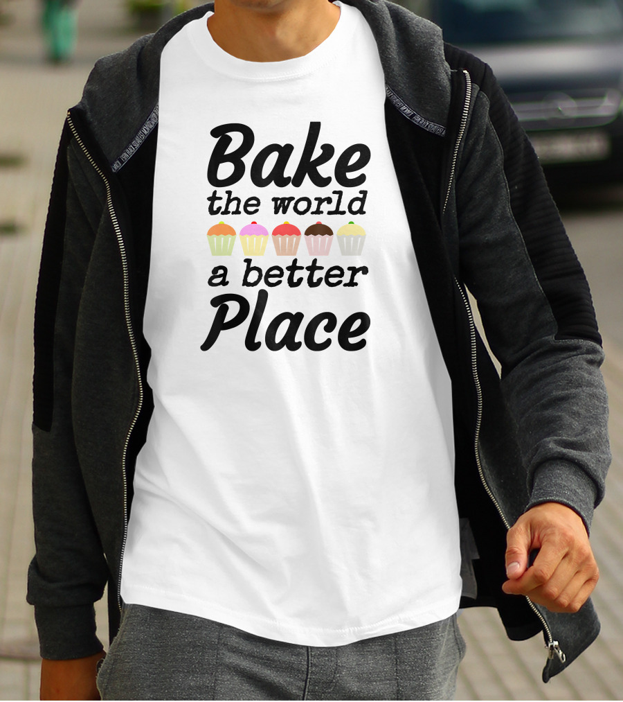 Bake The World A Better Place Cupcake Icons T-Shirt