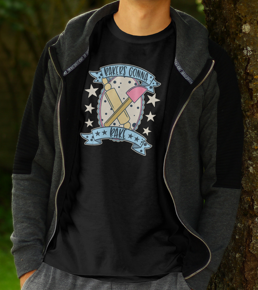 Bakers Gonna Bake Cute Vintage Rolling Pin And Spatula Star T-Shirt