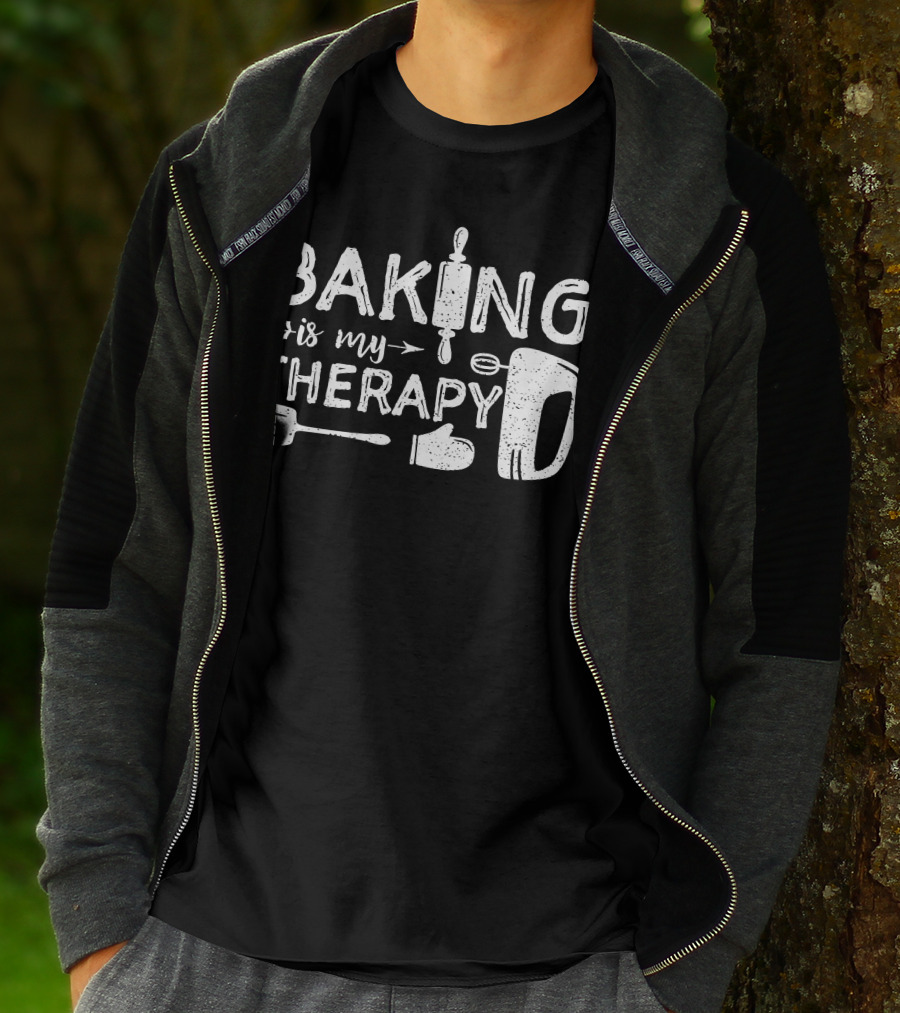 Baking Is My Therapy Rolling Pin Mixer Spatula Oven Mitt T-Shirt