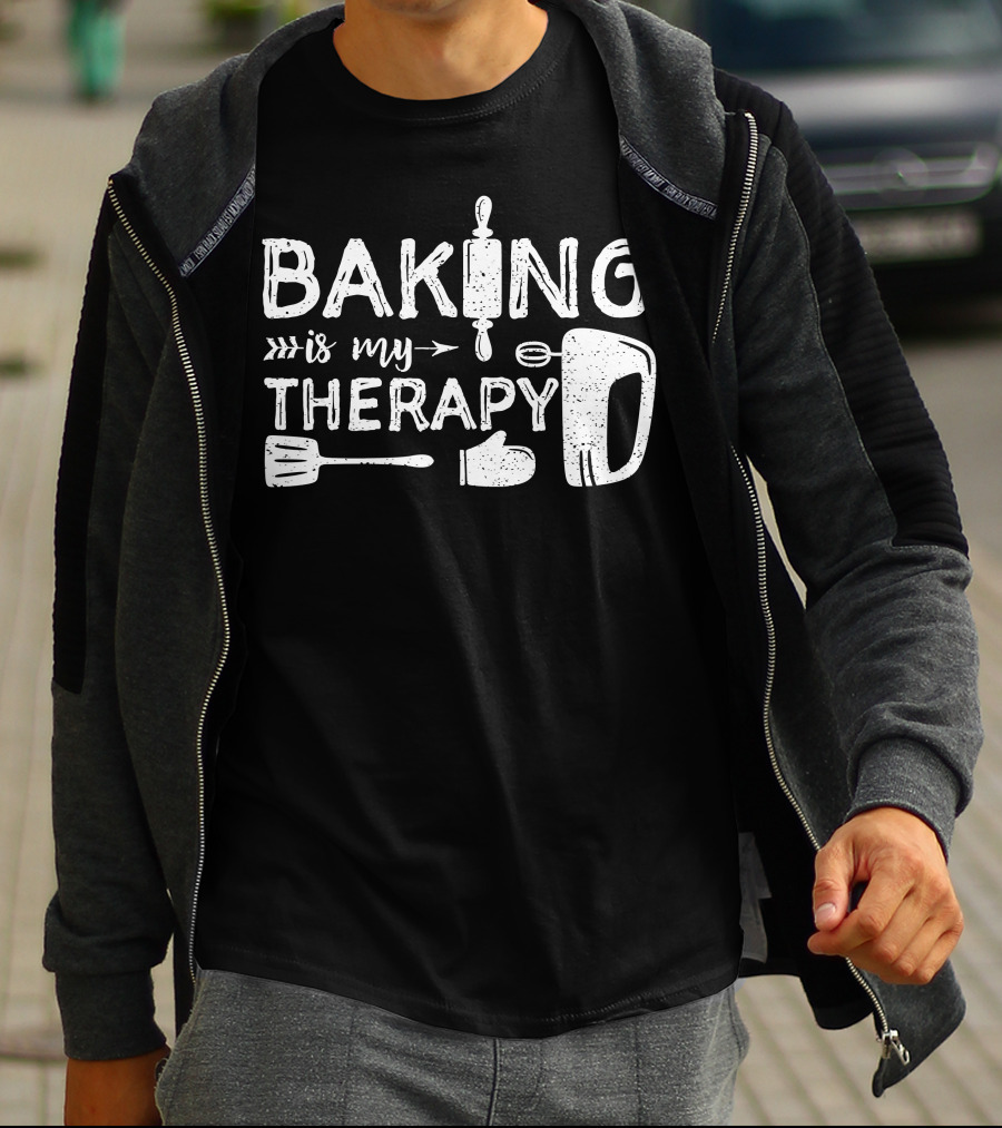 Baking Is My Therapy Rolling Pin Mixer Spatula Oven Mitt T-Shirt