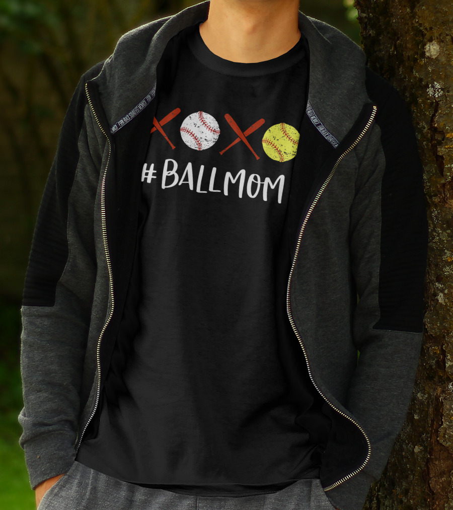 Ball Mom Baseball Softball XOXO T-Shirt