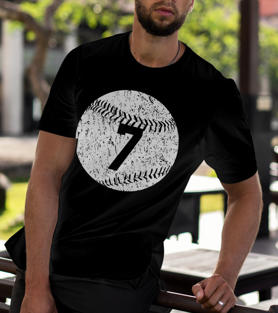 Number 7 Baseball Stitching T-Shirt