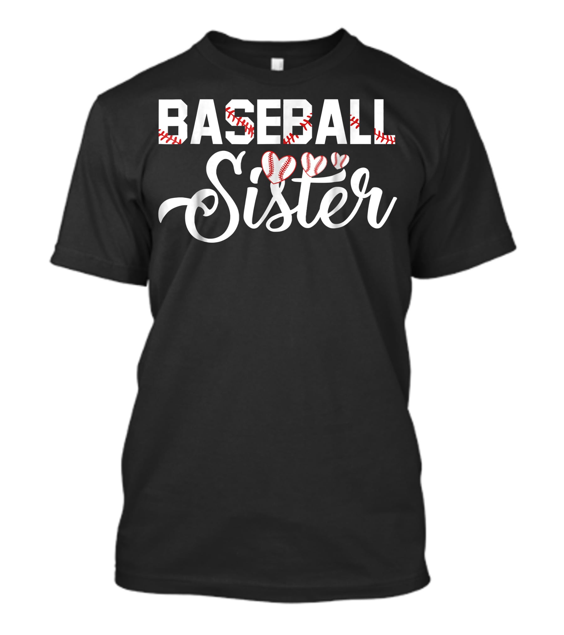 Baseball Sister With Heart Baseball Stitching Elements T-Shirt