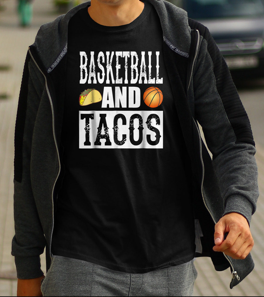 Basketball And Tacos Funny Taco With Taco And Basketball Icons T-Shirt