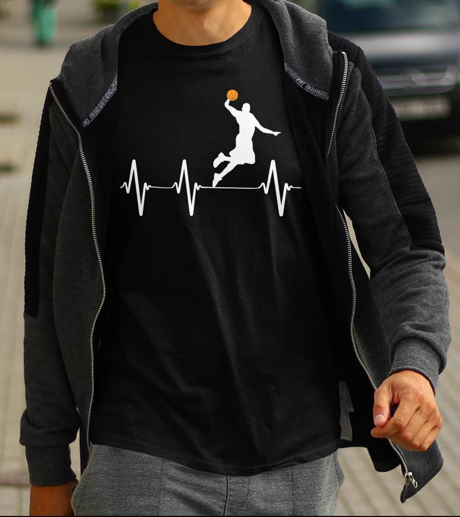 Basketball Dunk Heartbeat Silhouette Pulse T-Shirt