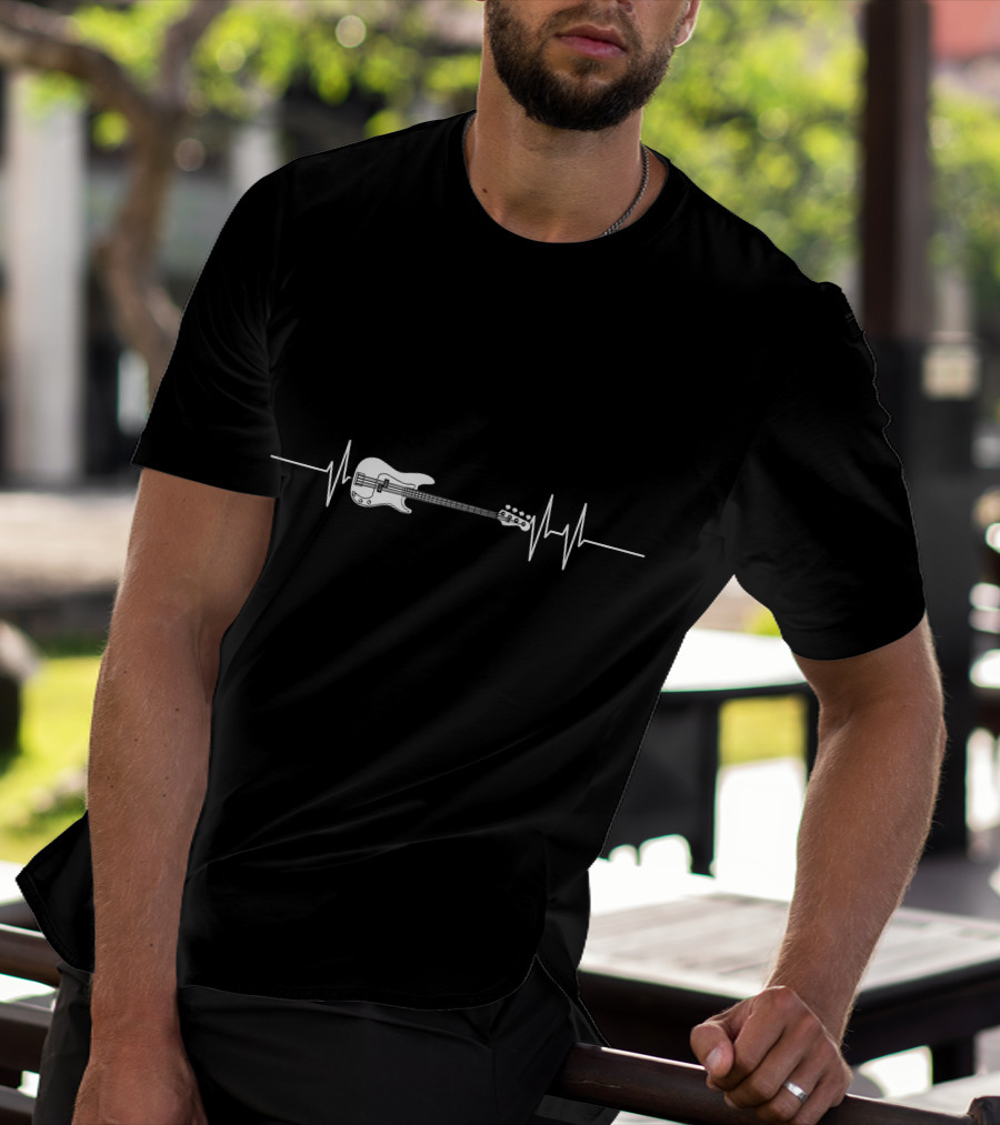 Bass Guitar Heartbeat Line T-Shirt