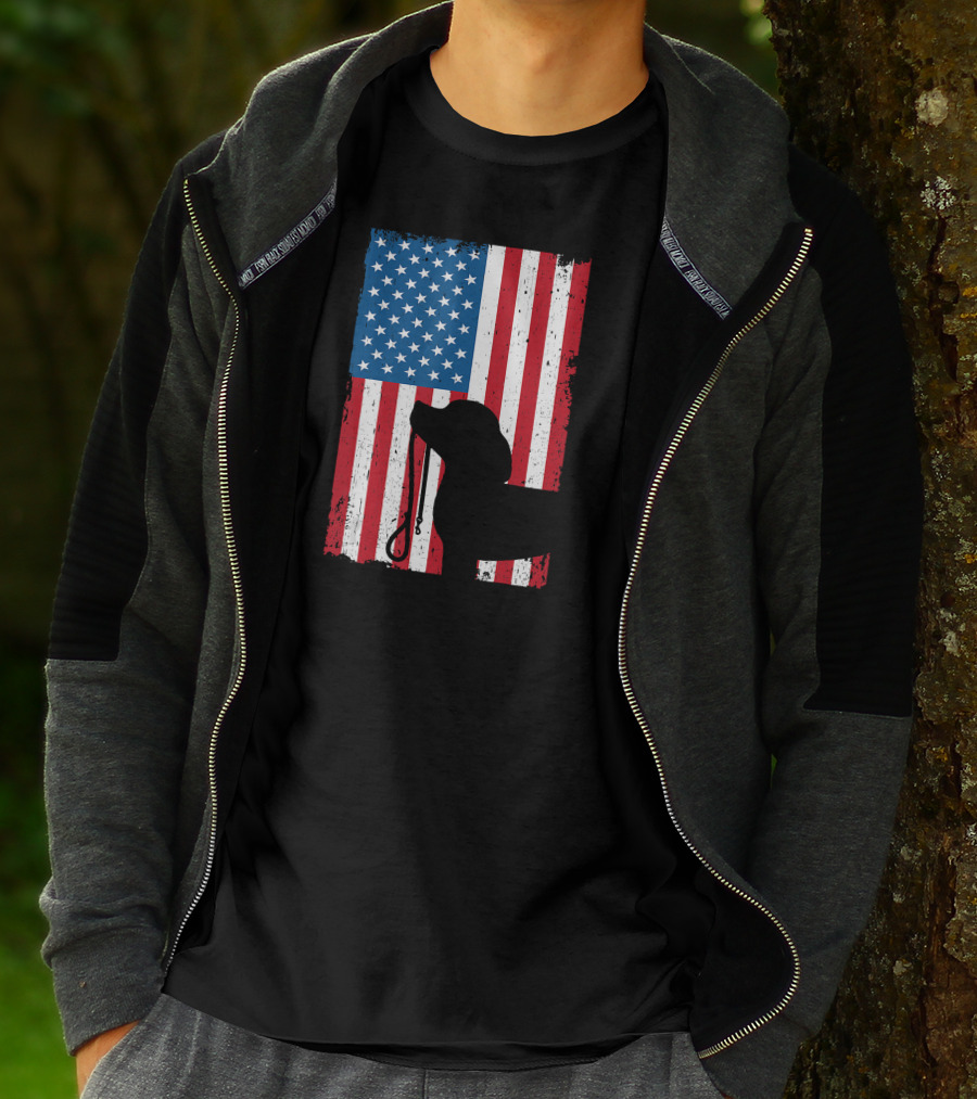 Beagle Silhouette American Flag Patriotic T-Shirt