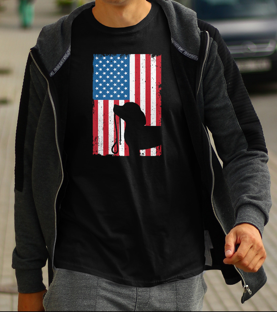 Beagle Silhouette American Flag Patriotic T-Shirt
