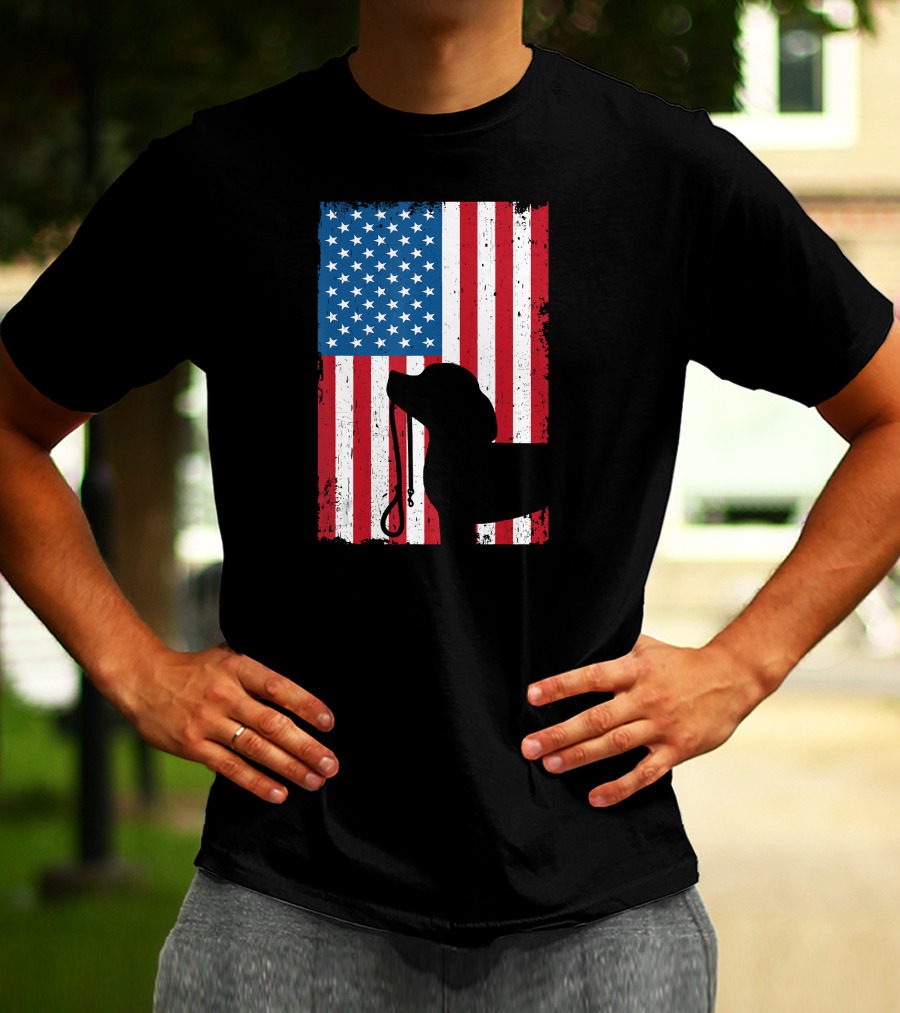 Beagle Silhouette American Flag Patriotic T-Shirt