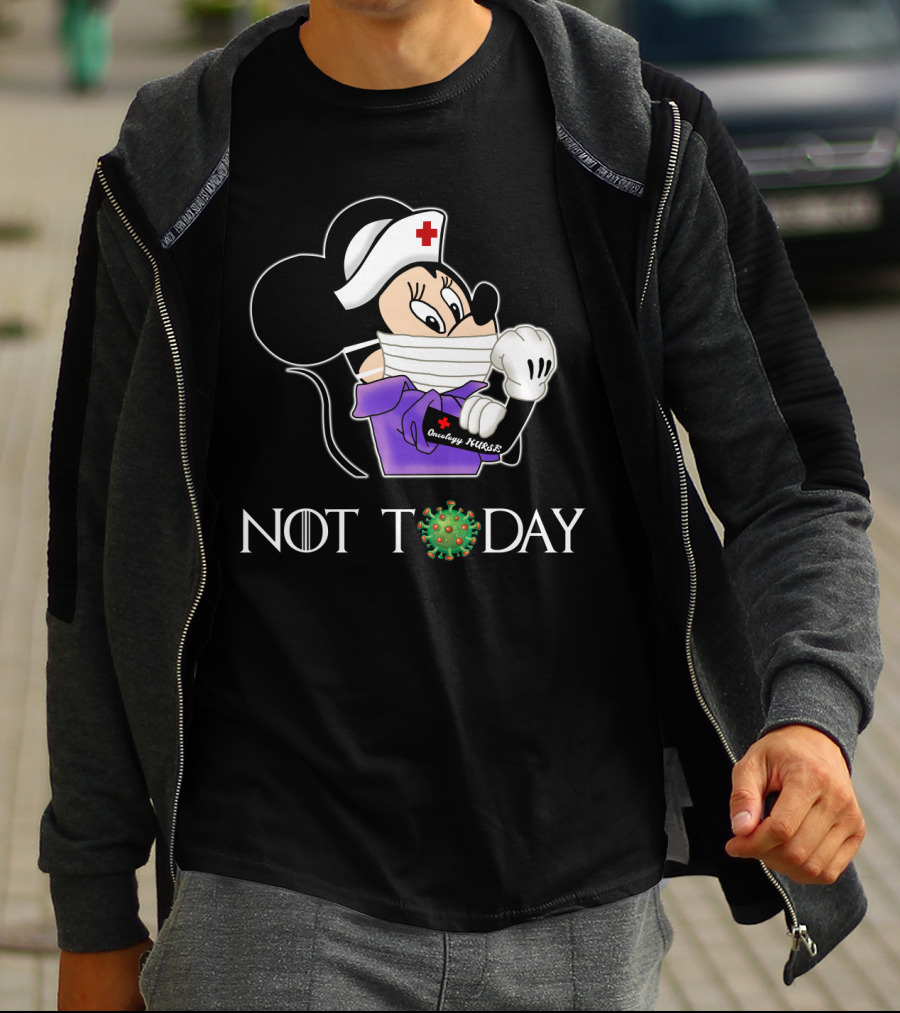 Oncology NURSE N NOT TODAY Cartoon Hero In Pandemic T-Shirt