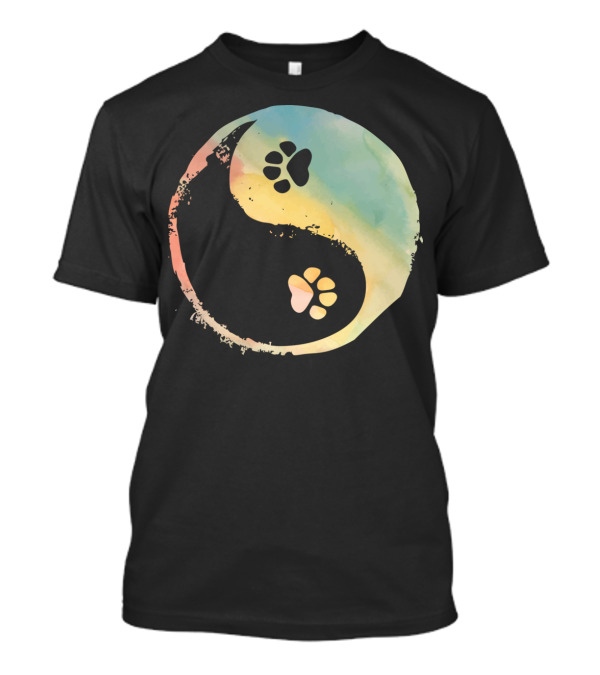 Yin Yang Dog Paw Balance Symbol With Pastel Color Background T-Shirt