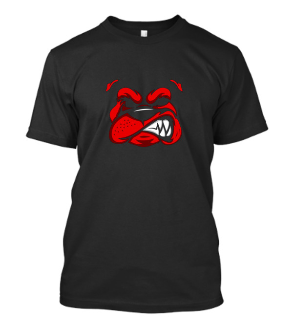 Angry Bulldog Fierce Red Snarling Expression T-Shirt