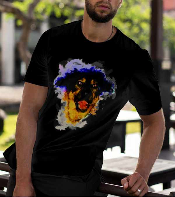Colorful Dog Happy Sketch Portrait Vibrant Expression T-Shirt