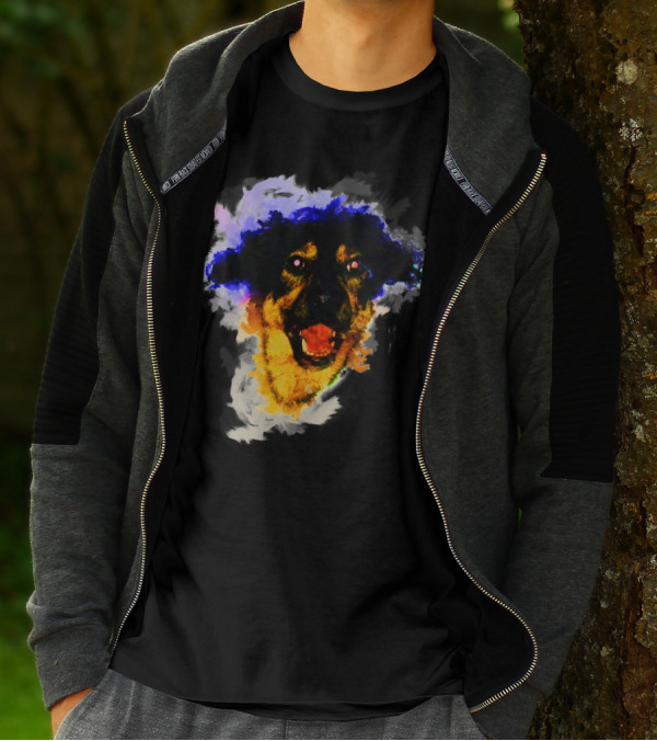 Colorful Dog Happy Sketch Portrait Vibrant Expression T-Shirt