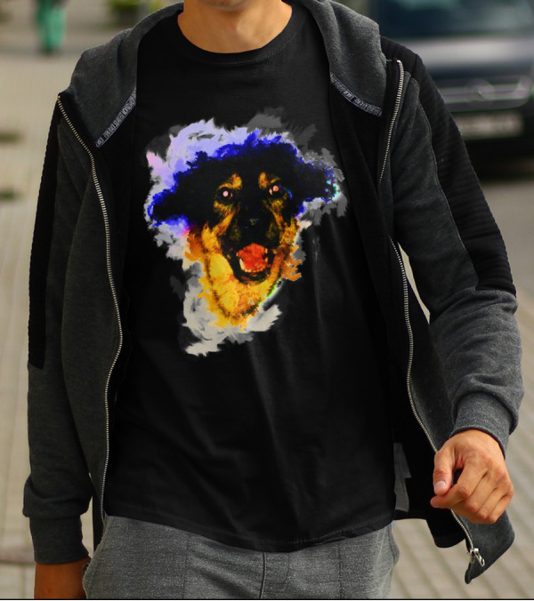 Colorful Dog Happy Sketch Portrait Vibrant Expression T-Shirt