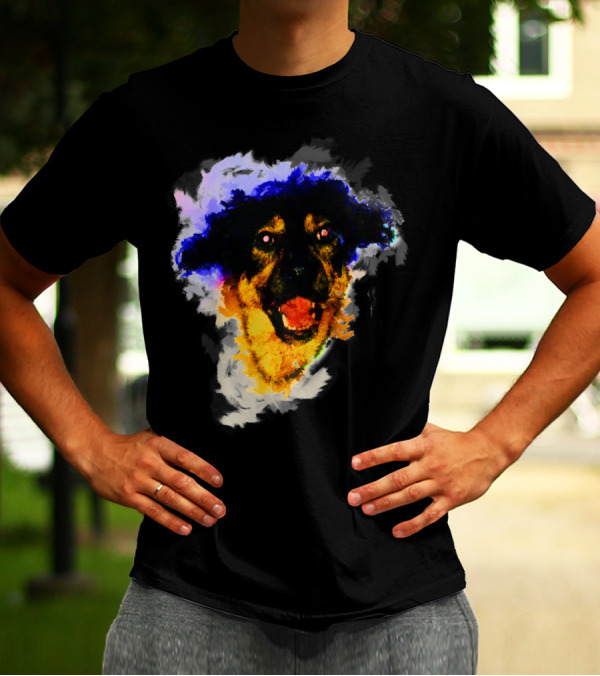 Colorful Dog Happy Sketch Portrait Vibrant Expression T-Shirt