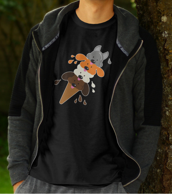 Dog Days Of Summer Ice Cream Cone Canine Scoop Stack T-Shirt
