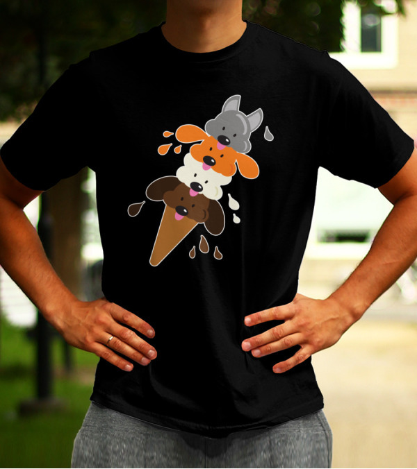 Dog Days Of Summer Ice Cream Cone Canine Scoop Stack T-Shirt