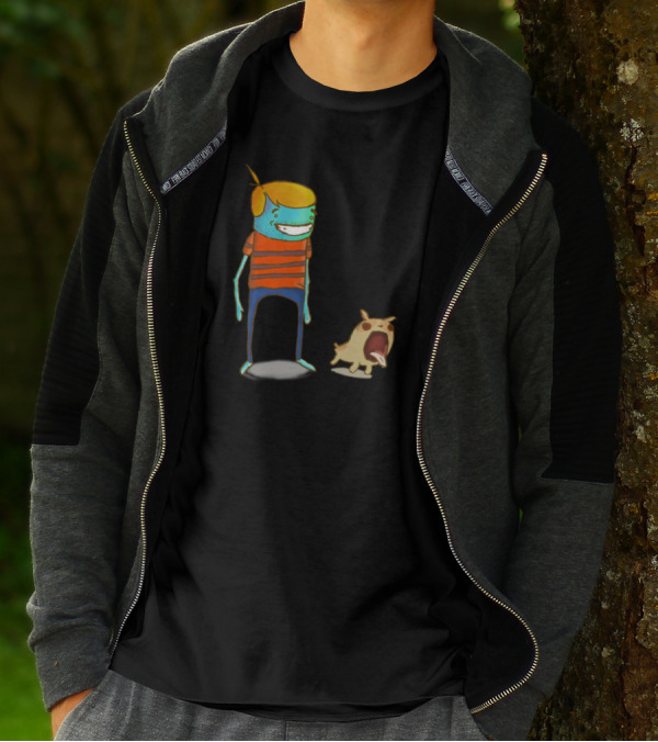 Boy And His Dog Adventure - Cartoon Character With Animated Pup T-Shirt