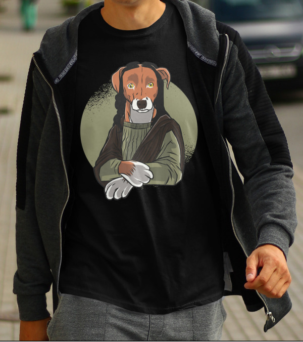 Mona Lisa Doggo Lisa Funny Dog Art For Dog Lovers And Owners T-Shirt