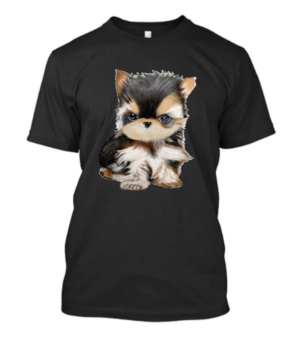 Cutest Fluffy Puppy Artwork With Big Blue Eyes T-Shirt
