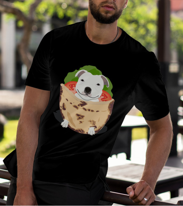 Pita Bull Cute Dog In Flatbread With Lettuce And Tomato T-Shirt