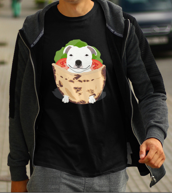 Pita Bull Cute Dog In Flatbread With Lettuce And Tomato T-Shirt
