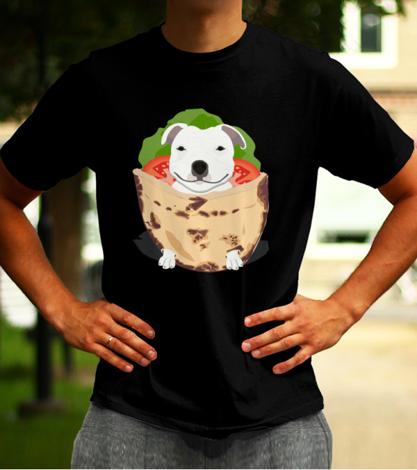 Pita Bull Cute Dog In Flatbread With Lettuce And Tomato T-Shirt