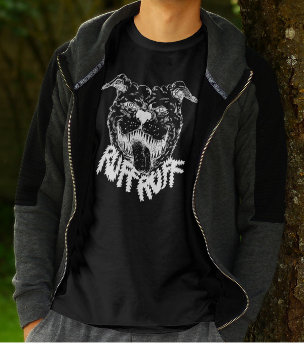Ruff Ruff Fierce Dog Illustration With Aggressive Expression T-Shirt