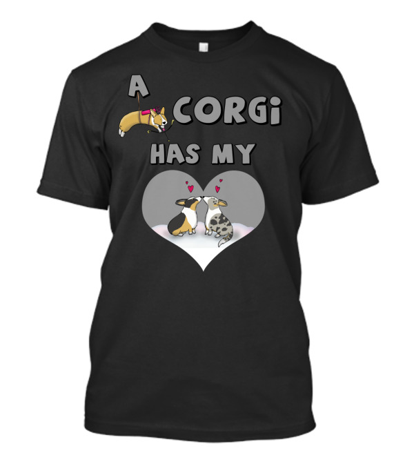 A Corgi Has My Heart Floating Cupid Corgi With Love Hearts And Corgi Pair T-Shirt