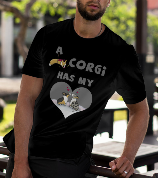 A Corgi Has My Heart Floating Cupid Corgi With Love Hearts And Corgi Pair T-Shirt