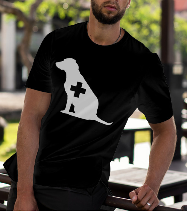 Support Dog Silhouette With Medical Cross T-Shirt