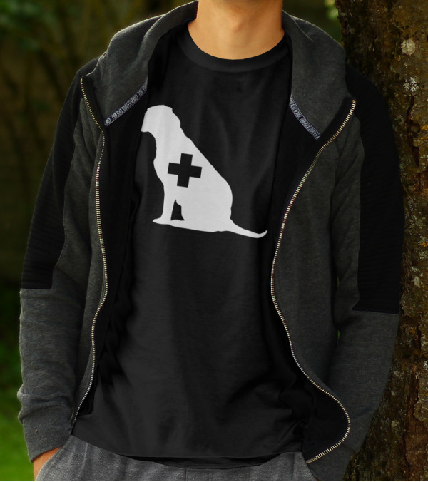 Support Dog Silhouette With Medical Cross T-Shirt