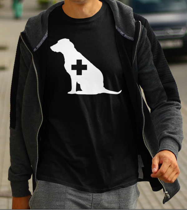 Support Dog Silhouette With Medical Cross T-Shirt