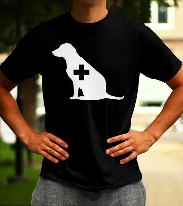 Support Dog Silhouette With Medical Cross T-Shirt