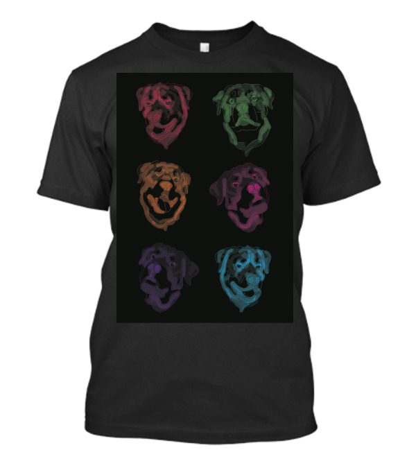 R O T W E I L E R Neon Colorful Pop Art Black T-Shirt