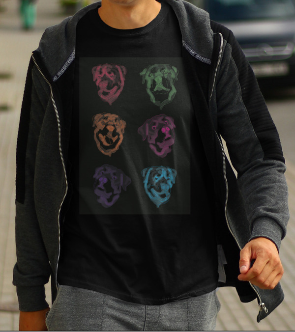 R O T W E I L E R Neon Colorful Pop Art Black T-Shirt
