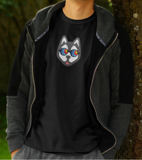 Psychedelic Husky With Colorful Glasses T-Shirt