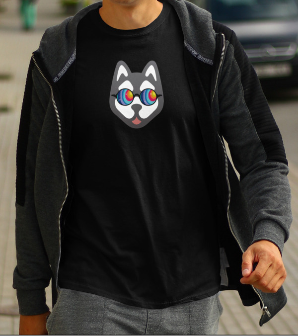 Psychedelic Husky With Colorful Glasses T-Shirt
