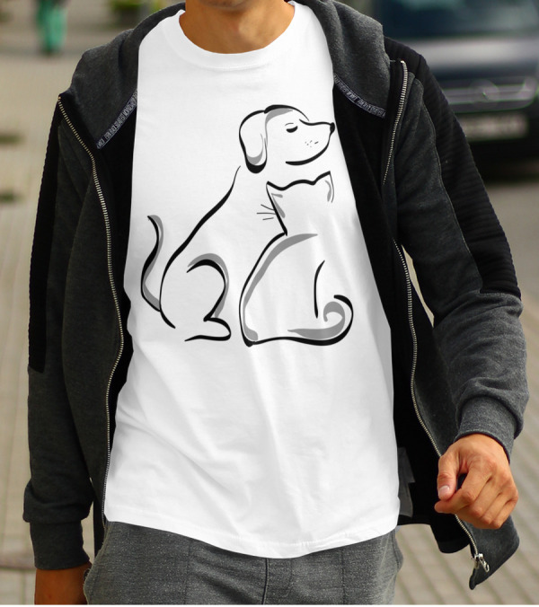 Love Without Borders Dog And Cat Harmony T-Shirt