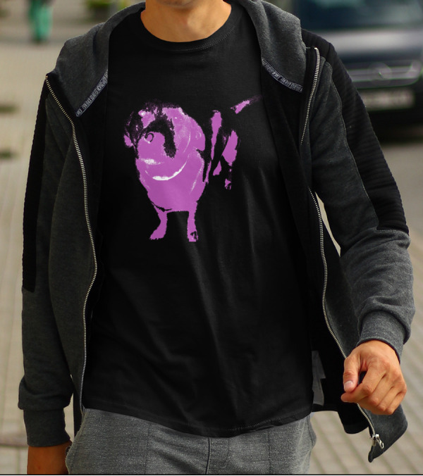 Belly Standing Magenta Bulldog T-Shirt